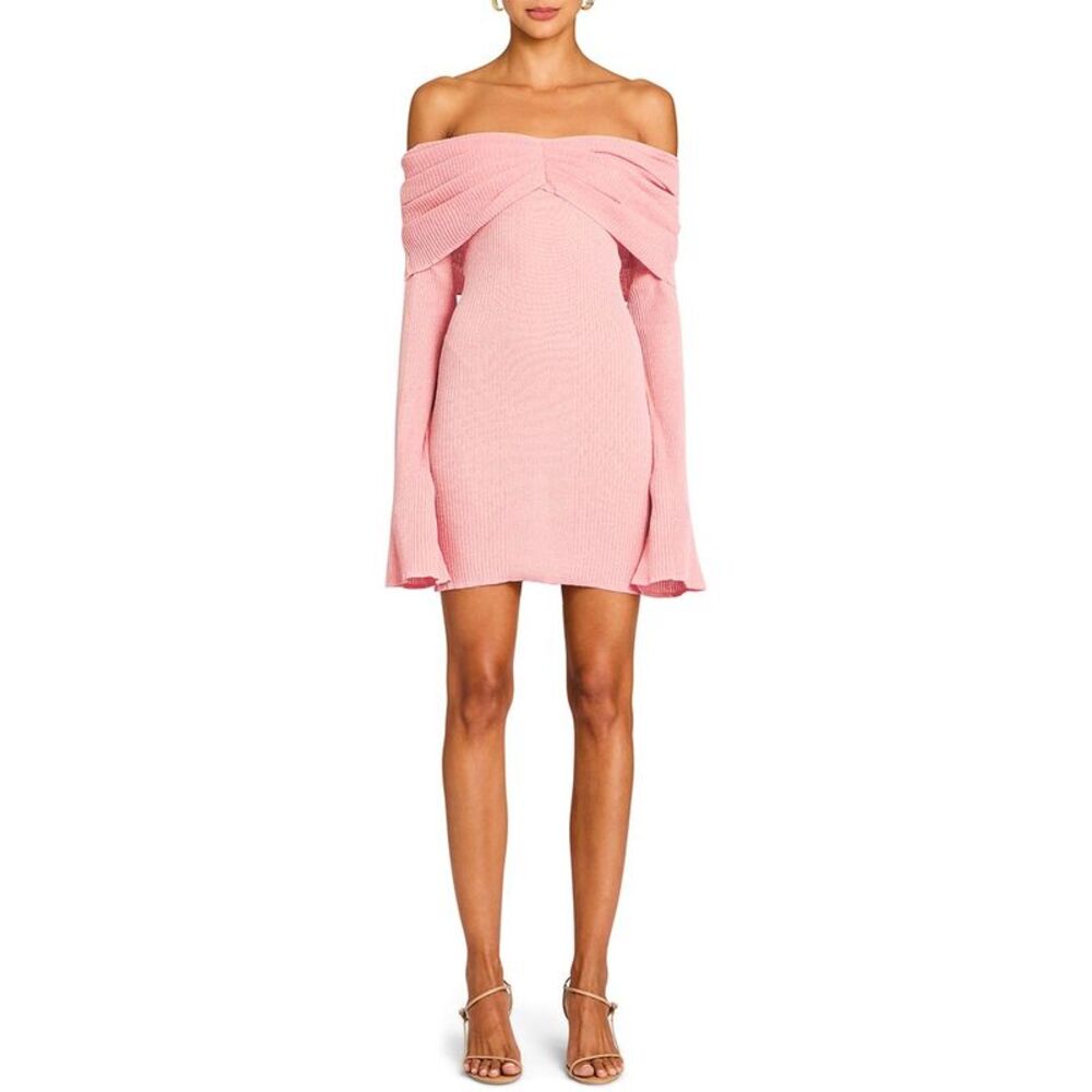 SER.O.YA Pink Off-Shoulder Knit Midi Dress